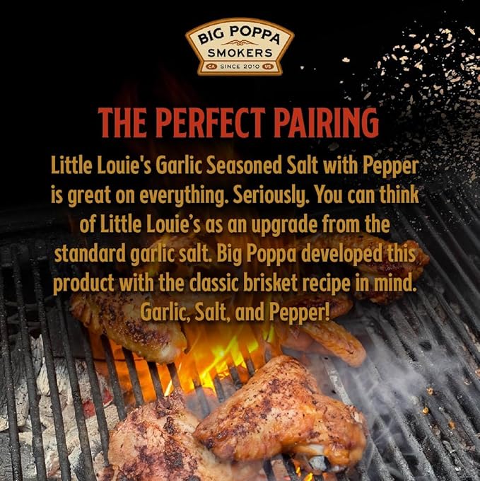 Big Poppa's Little Louie’s Garlic Salt with Black Pepper - Gluten-Free All Purpose Seasoning – Ideal as Beef, Chicken, and even Vegetable Seasoning for Cooking (14.5 Oz)