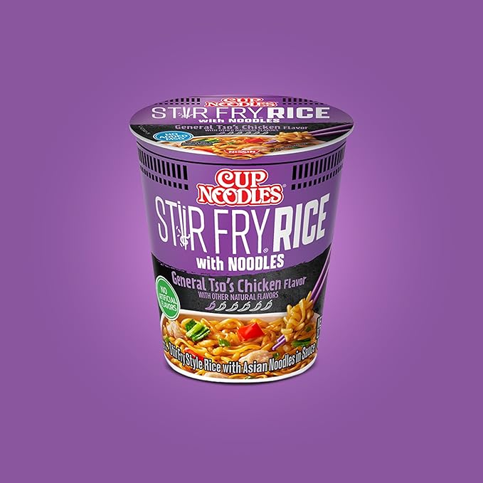 Nissin Cup Noodles Stir Fry Rice with Noodles, General Tso's Chicken, 2.68 Ounce (Pack of 6)