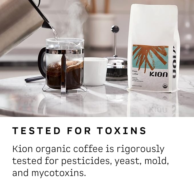 Kion Organic Ground Coffee, Tested for Toxins, Ethically Sourced, Rich, Bold, and Smooth, Medium Roast 12 Oz (3 Pack)