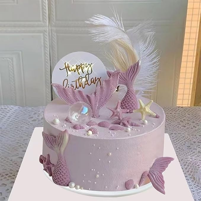 Sentovac Purple Mermaid Sprinkle Edible Decorating Ocean Sprinkles for Cake Cupcake Topper Cookie Baking Decorations Starfish Shell Pearl Mermaid Candy Mix Mermaid Party Birthday Cake Decorations