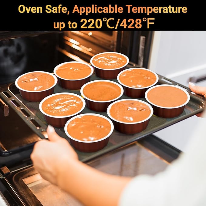 Beasea Aluminum Baking Cups, 8oz 200 Pack Disposable Ramekins Foil Cups Baking 3.9" Ramekin Cup Cupcake Aluminum Mini Baking Cups for Party - Wine Red