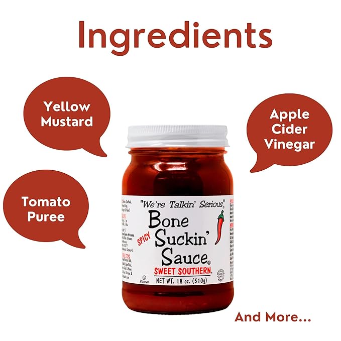 Bone Suckin' Sauce Sweet Southern BBQ Sauce, Gluten-Free, Non-GMO, Kosher, Sweetened with Cane Sugar & Molasses, All-Purpose Barbecue Sauce, For Ribs, Chicken, Pork, Beef (1 Count, Spicy Sweet Southern)