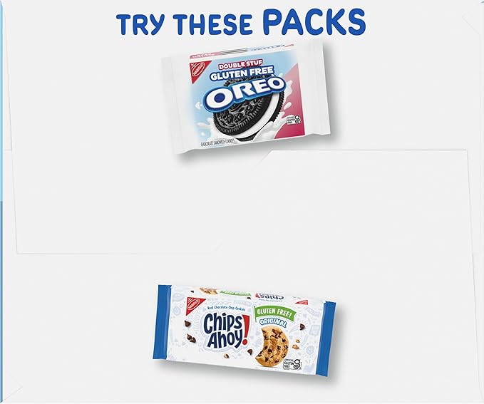 OREO Chocolate Sandwich Cookies & CHIPS AHOY! Chocolate Chip Cookies Gluten Free Cookies Variety Pack, 20 Snack Packs