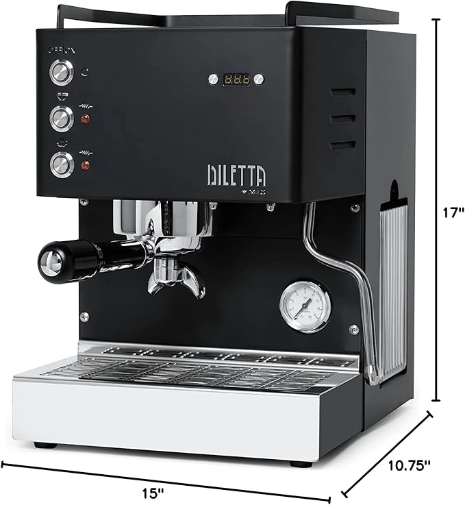 Diletta Mio Espresso Machine (Black) and Eureka Mignon Notte Grinder Bundle