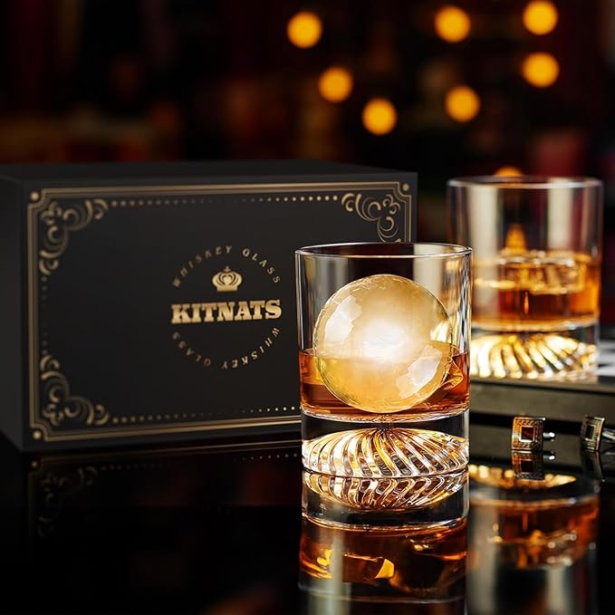 Hand Blown Crystal Old Fashioned Whiskey Glasses Rocks Glasses Drinking Cocktail Bourbon Scotch Rum Vodka Liquor 12 OZ - set of 6 Gifts for Men