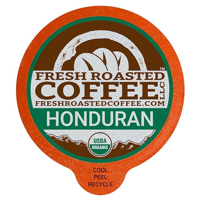 Fresh Roasted Coffee, Organic Honduran Marcala | USDA Organic, 100% Single Origin, Kosher | Medium Roast 72 Pods for K Cup Brewers