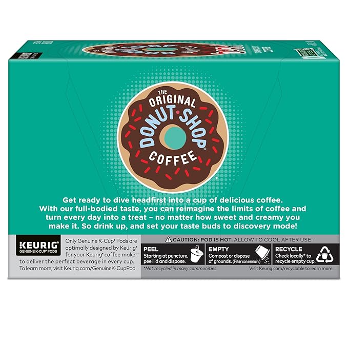 The Original Donut Shop Dark Keurig Single-Serve K-Cup Pods, Dark Roast Coffee, 60 Count, (6 Packs of 10)