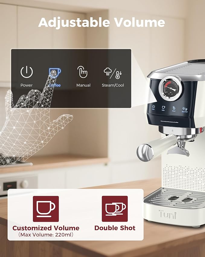 Tuni [?ë«?ë®?ë?ë®?ë?ë?ë? E2 58mm Dual Boiler Espresso Machine, 20 Bar UKLA Pump Espresso Maker with PID NTC System, Commercial Grade Stainless Steel Semi-automatic Coffee Machine, for Coffee Lovers