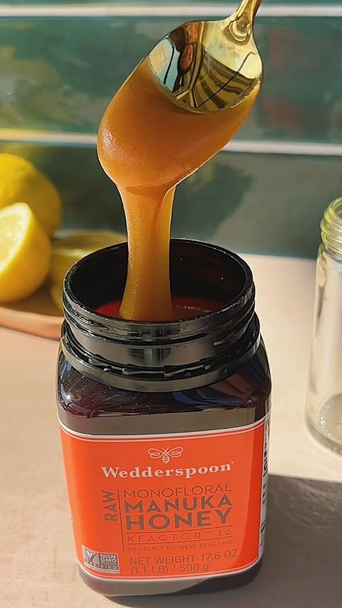 Wedderspoon Raw Premium Manuka Honey, KFactor 16, 17.6 Oz, Unpasteurized, Genuine New Zealand Honey, Traceable from Our Hives to Your Home