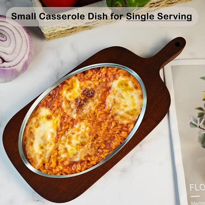 0.7L Glass Baking Dish for Oven, Borosilicate Glass Casserole Dish, Oval Oven Safe Glass Baking Pan