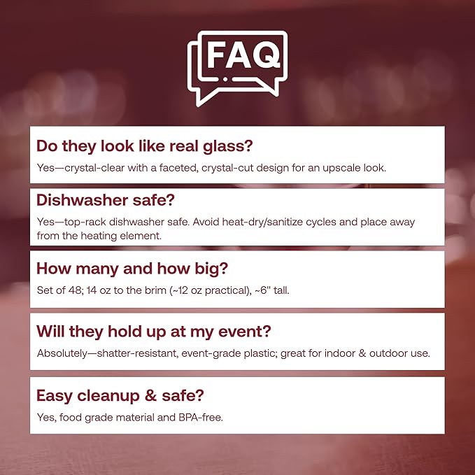 Smarty Had A Party 14 oz Plastic Wine Glasses Pack of 48, Unbreakable Crystal Clear Glasses for Cocktails, Weddings, and Events, Durable Drinkware for Parties