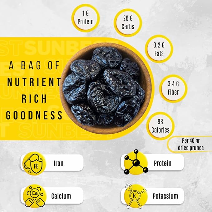 Sunbest Natural Jumbo Pitted Prunes – 5 lb Bulk Bag (80 oz) – Tender, Juicy & Nutrient-Rich Dried Prunes – High in Fiber & Antioxidants – Kosher Certified Dried Plums for Snacking & Cooking