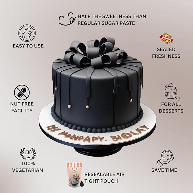 Confect Black Fondant for Cake Decorating ??Premium Confect Fondant for Cakes, Cupcakes & Cookies | Vegan, Gluten-Free, Nut-Free, Palm Oil-Free ??8.8 Oz