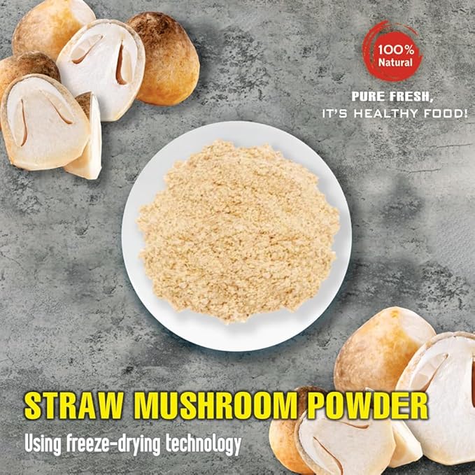 STRAW MUSHROOM POWDER 1.76 Oz (50g) VIETFARMFOOD: Pure, natural freeze-dried spice made from real vegetables and fruits - perfect for enhancing every meal, from cooking, baking, salads, soups, sauces