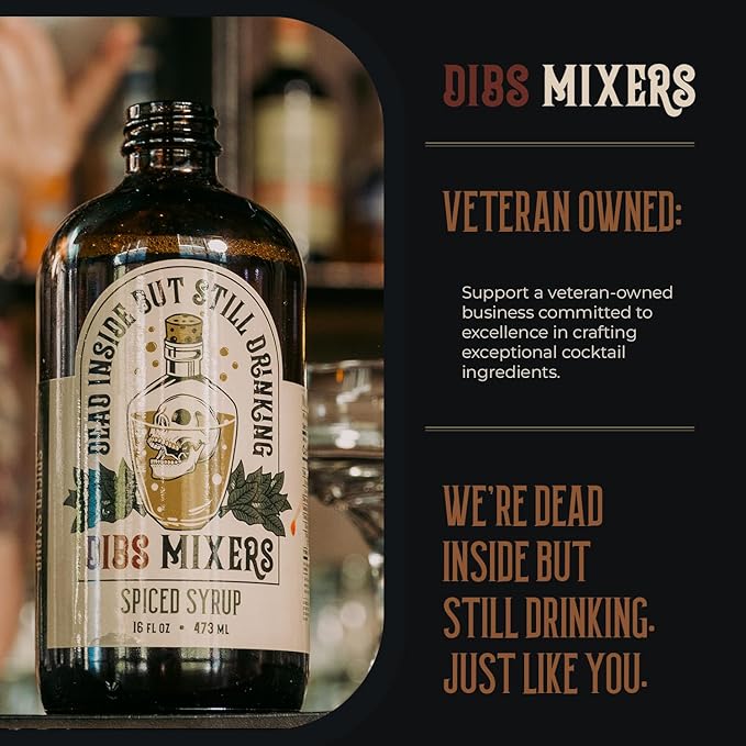 Dibs Mixers Spiced Syrup - Fall Spice Blend for Cocktails, Coffee, Pancakes & Desserts - With Cinnamon, Clove, Nutmeg & More - 16oz