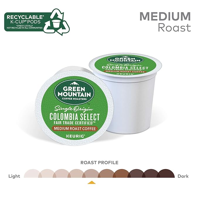 Green Mountain Coffee Roasters Colombia Select Keurig Single-Serve K-Cup Pods, Medium Roast Coffee, 72 Count
