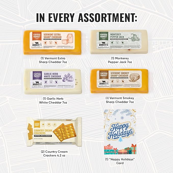 Farmers Market, Gluten Free, Keto, Paleo, Low Sodium, Zero Sugar, Wisconsin Cheese Gift Sets, Classic Cheese Assortment