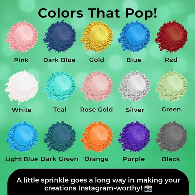 Bulk (20g) Luster Dust Edible Cake Decorations, Edible Luster Dust for Cakes, Green Edible Luster Dust for Cupcake Decorations, Cake Drip, Edible Paint, Green Edible Shimmer Dust for Drinks