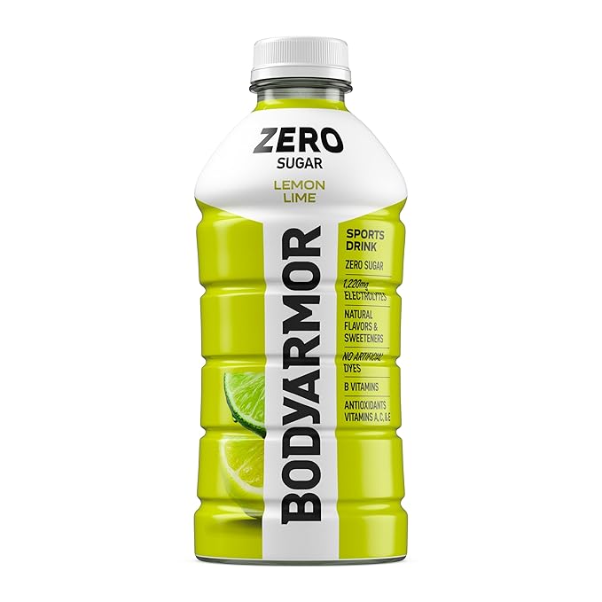 BODYARMOR ZERO Sugar Lemon Lime, Sugar Free Sports Drink - Low-Calorie Hydration - Natural Flavors with Potassium Packed Electrolytes, Antioxidants, and B-vitamins, 28 fl oz (Pack of 15)
