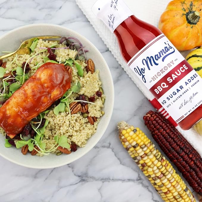 Yo Mama's Foods Keto Hickory BBQ Sauce ??(Pack of 3) - Vegan, No Sugar Added, Low Carb, Low Sodium, Gluten Free, Paleo, and Made with Whole Non-GMO Tomatoes!