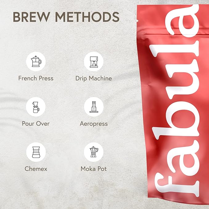Fabula Coffee Half-Caff Medium Roast Freshly Ground - Organic - Low Acid - Single Origin - Non-GMO - Mold Free - 12 Ounces ??"<div>