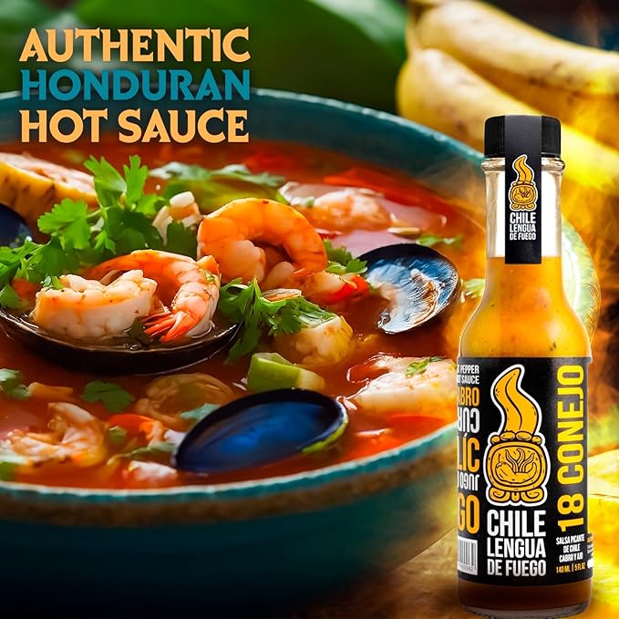 Hot Sauce | Chile Lengua de Fuego (Pack of 1, 18 Conejo) – Medium Heat Citrus & Turmeric Sauce with Scotch Bonnet, Garlic & Lime