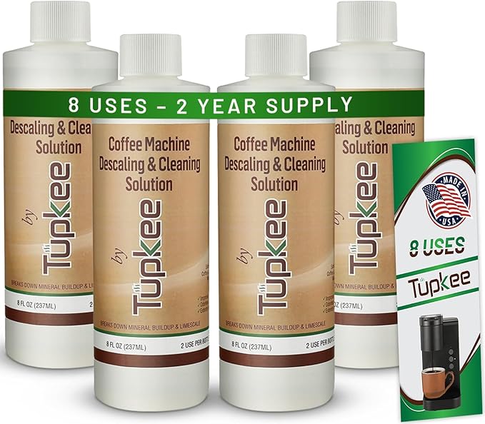 Coffee Machine Descaler Descaling Solution - Made in the USA - 2 Uses Per Bottle ??Universal Cleaning Descaler for Keurig, Nespresso, Breville, Delonghi Coffee Makers & Espresso Machines ??Pack of 4
