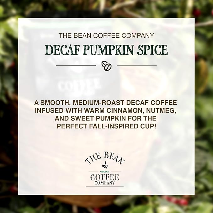 The Bean Organic Coffee Company Water Processed DECAF Pumpkin Spice, Medium Roast, Whole Bean Coffee, 5-Pound Bag