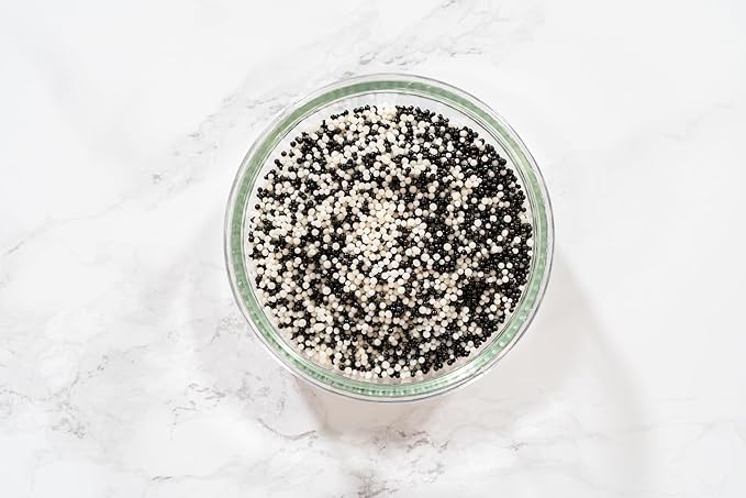 Bakerpan White-Black Nonpareils Sprinkles - 7 Ounces White & Black Sprinkles for Cake Decorating - Edible Nonpareils for Cupcakes, Ice Cream, Cake Decorations (Made in USA)