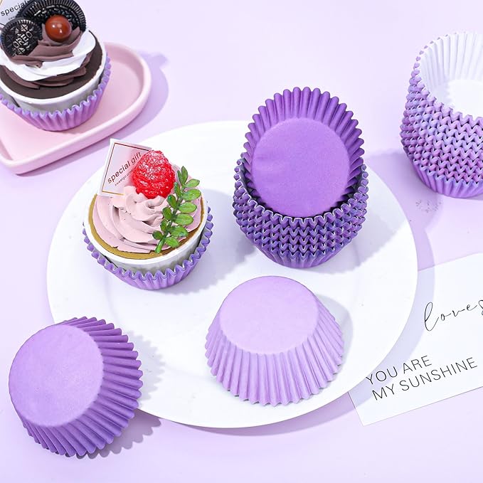 Whaline 600Pcs Purple Cupcake Liners Gradient Purple Baking Cups Cupcake Wrappers Muffin Liners for Celebration Gathering Wedding Bridal Shower Birthday Party Supplies Decor