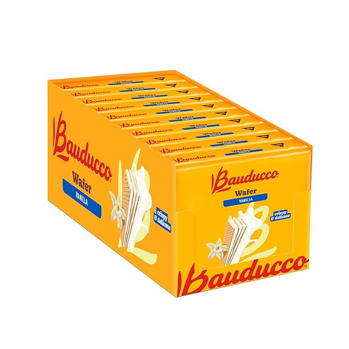 Bauducco Wafer Cookies, Vanilla, 28 oz (Pack of 10) - Crispy Layered Wafers with Rich Vanilla Cream Filling - Indulgent Sweet Snacks, Desserts & Treats - Individually Wrapped