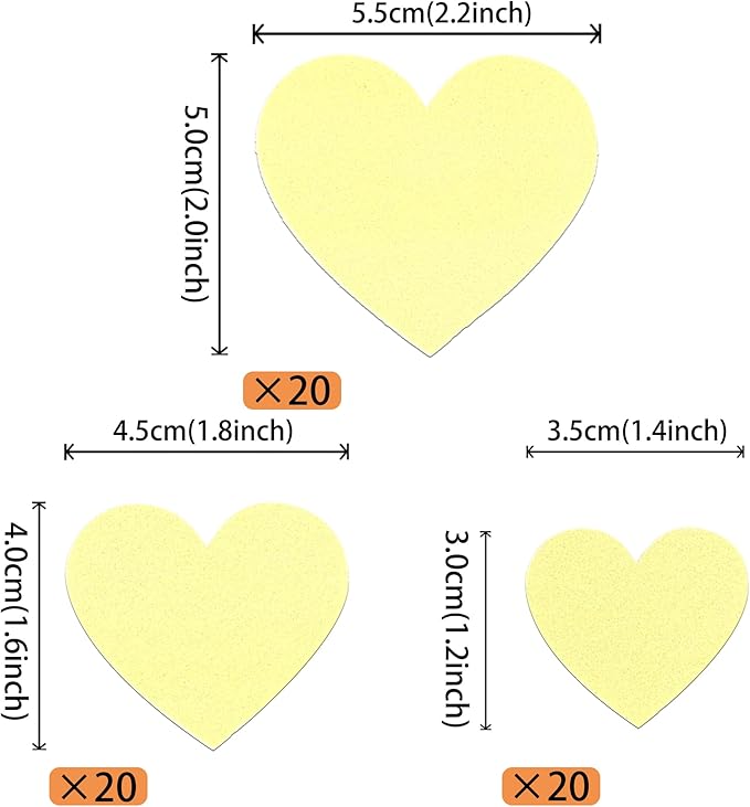 60 Pack Edible Heart Cake Topper Love Heart Cupcake Picks Water Paper Valentine's Day Theme Cake Decorations for Wedding Engagement Bridal Shower Birthday Party Supplies Yellow 2