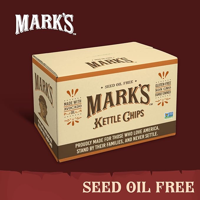 MARK???Kettle Cooked Avocado Oil Potato Chips, BBQ ??Seed Oil & GMO Free | Barbecue, 5 oz (Pack of 3) | Gluten Free, Non-GMO, Chips for Clean & Healthy Snacking