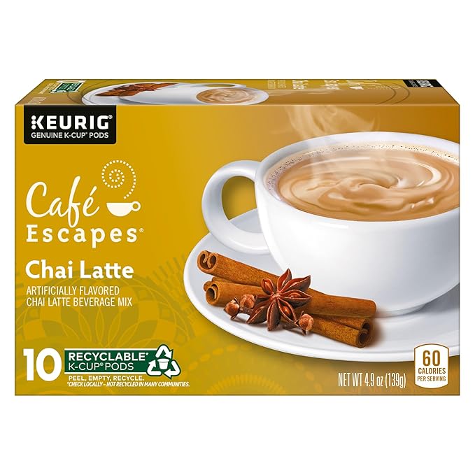 Café Escapes Chai Latte, Single-Serve K-Cup Pods, 60 Count