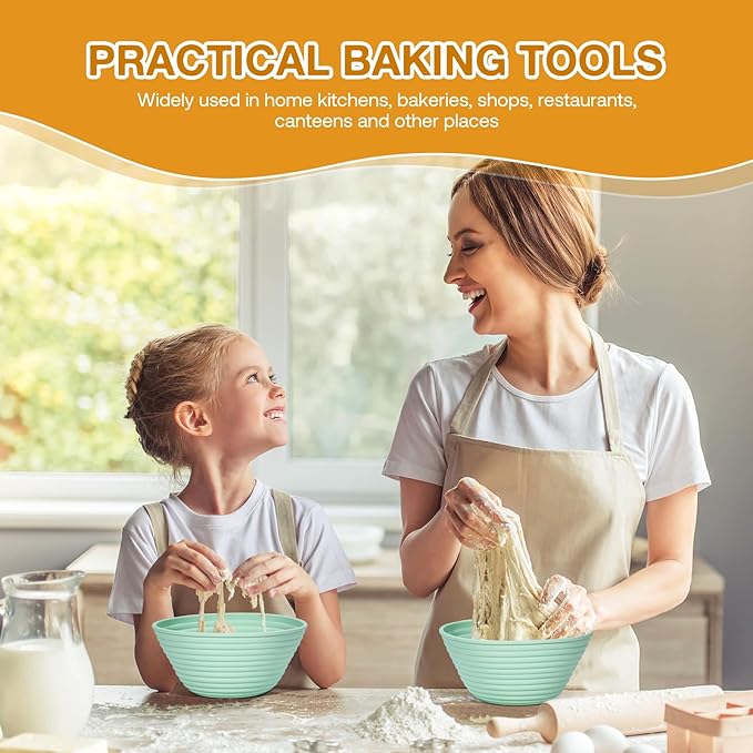 Silicone Banneton, Sourdough Bread Baskets (Set of 6, 5 Inch), Round Proofing Bread Bowls with Starter Kit, Bread Making Baking Supplies