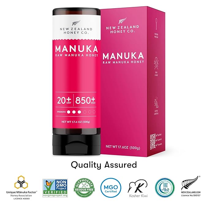 New Zealand Honey Co. Pure Manuka Honey UMF 20+ Squeezy | 500g | 17.6oz | Squeezable UMF Manuka Honey