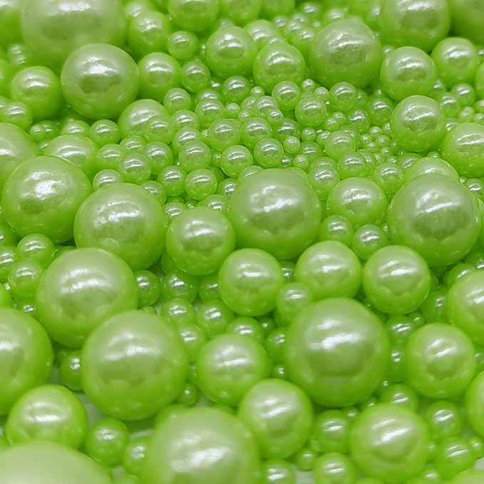 Edible Light Green Sugar Pearls Sprinkles Candy Mix Size Pearls Cake Decorations Cupcake Toppers Decorating Perfect for Wedding Party Valentine Christmas Supplies 4.58OZ