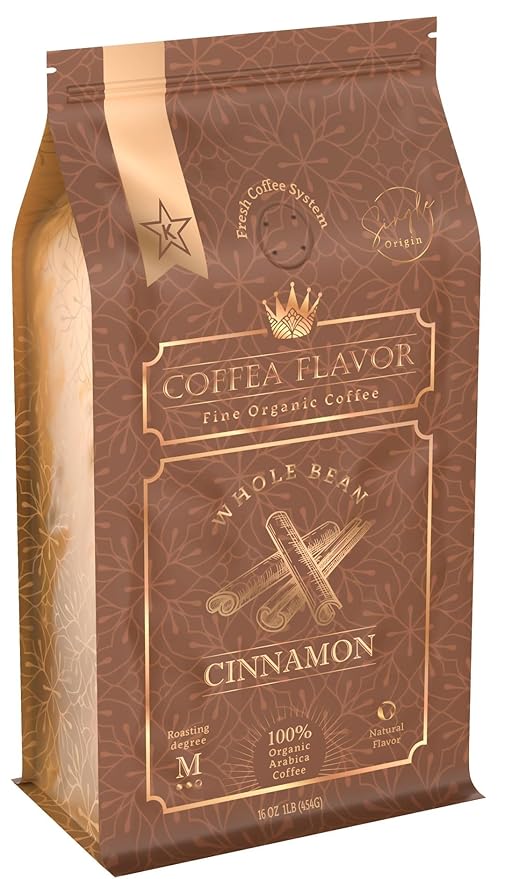 Cinnamon Flavored Whole Bean Coffee ??100% Arabica, Single Origin, Medium Roast, Naturally Sweetened, Warm and Spicy Flavor ??by Coffea Flavor