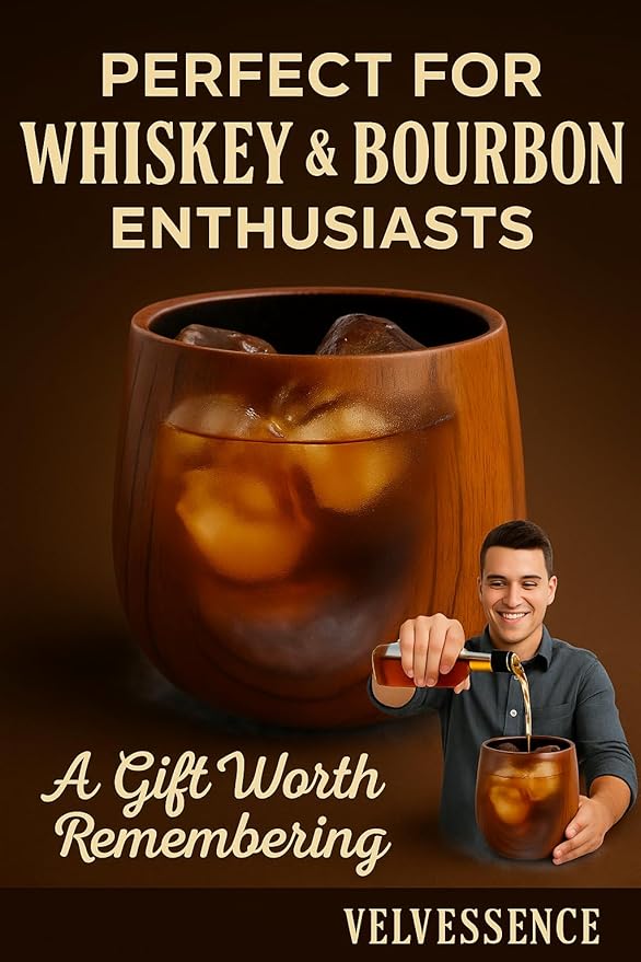Premium Handcrafted Charred Wooden Bourbon Drinking Glass ??Bourbon Glass for Whiskey Lovers | Unique Bourbon Gifts for Men ??Perfect for Dad, Husband or Groomsmen | By a Trusted USA Brand