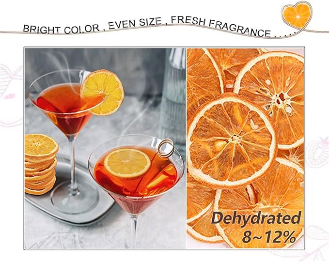 Dehydrated Orange Slices,10.58oz / 300g, Dried Orange Slices Sugar Free Natural Fruit for Cocktails/Cakes/Crafts/Old Fashioned Citrus Garnish Garland Candied Mandarin Decoration Wheels Bulk
