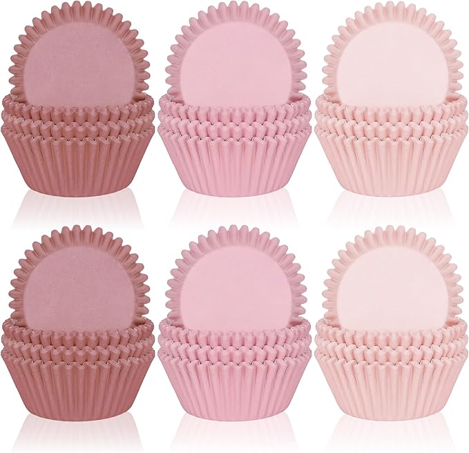 Whaline 600Pcs Dusty Pink Cupcake Liners Dusty Pink Gradient Color Baking Cups Holders Dusty Rose Cupcake Wrappers Muffin Liners for Baby Shower Bridal Shower Wedding Party Supplies