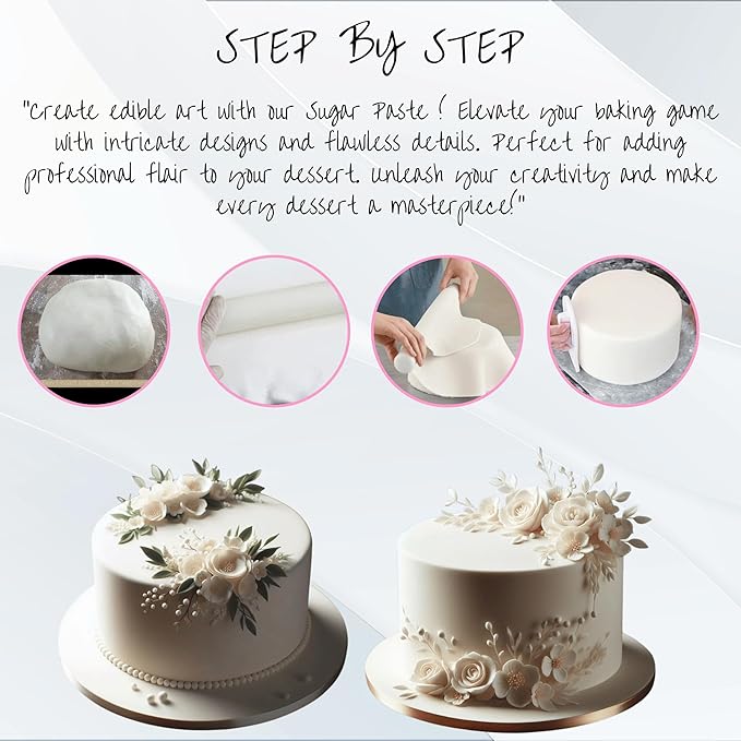 Confect White Fondant for Cake Decorating | Chef?셲 Choice Fondant Icing for Christmas Cakes, Cupcakes, Cookies & Baking ??Smooth, Easy to Roll & Mold ??Vanilla Flavor | Vegan, Gluten-Free, Nut-Free, Palm Oil-Free ??8.8 Oz