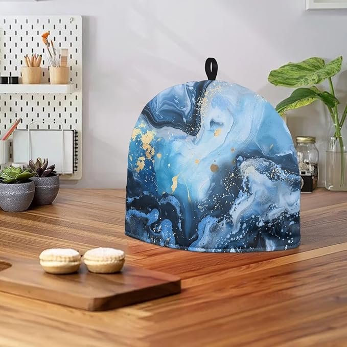 Blue Marble Tea Cozy Kitchen Kettle Dust Cover Washable Teapot Dust Cover Tea Kettle Cover for Tea Pot Decorative Kitchen竊뉰lue竊?"<div>