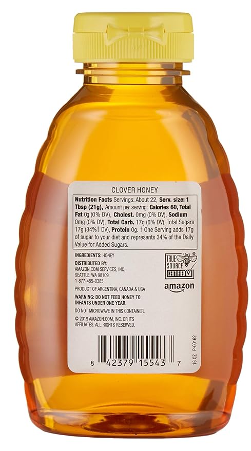 Amazon Brand - Happy Belly Clover Honey, 1 pound (Pack of 1) (Previously Solimo)