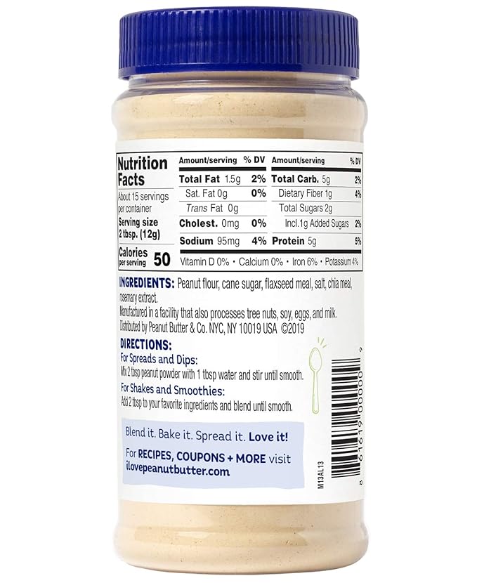 Peanut Butter & Co. Flax & Chia Peanut Powder, Non-GMO Project Verified, Gluten Free, Vegan, 6.5 Ounce Jars (Pack of 6)