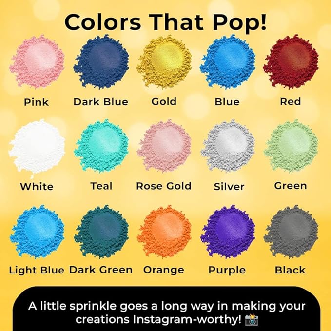 Luster Dust Edible Cake Decorations, Yellow Edible Luster Dust for Cupcake Decorations Edible Luster Dust for Drinks, Cake Drip, Yellow Fondant and Edible Paint for Cakes, Drink Glitter Edible Dust