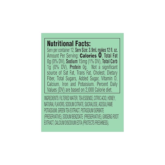 AriZona Green Tea with Ginseng and Honey - On-the-Go Water Enhancer, 1.62 fl oz Bottle (Pack of 12)