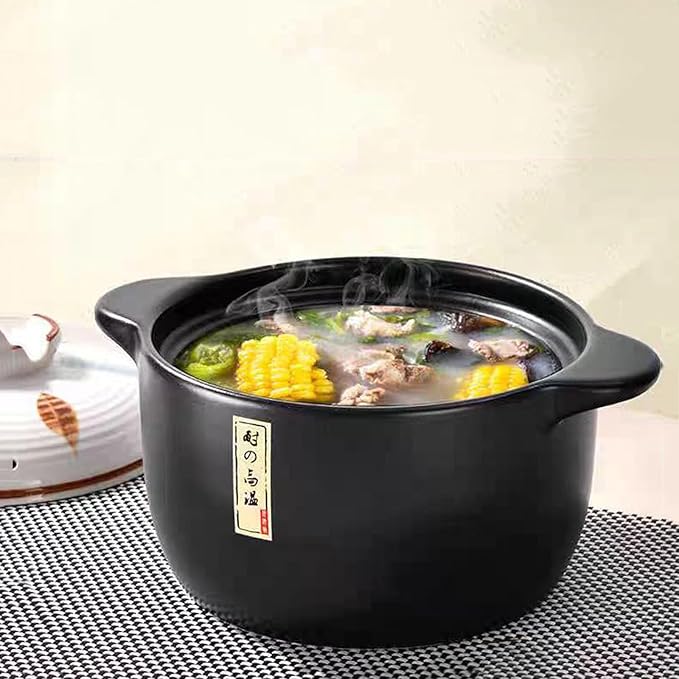 1.7 Quart Ceramic Casserole,with Lid Ceramic Pot,Heat-Resistant Round Stew,Soup Pot for cook bibimbap, soup, rice, stew, casserole (White1.7QT)
