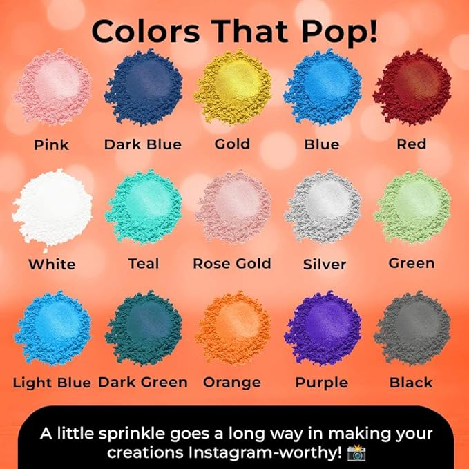 Bulk (20g) Orange Luster Dust Edible Glitter for Cocktails | Premium Edible Orange Luster Dust for Cake Decorations - Orange Edible Glitter for Drinks Cupcakes Cookies Cakes Food Paint