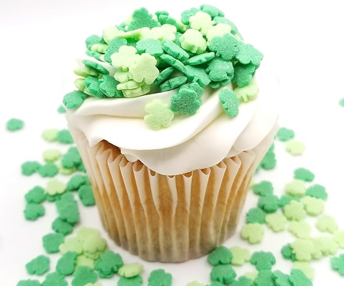 NCS St. Patricks Days Light and Dark Green Shamrock Edible Sprinkles, 8 ounces